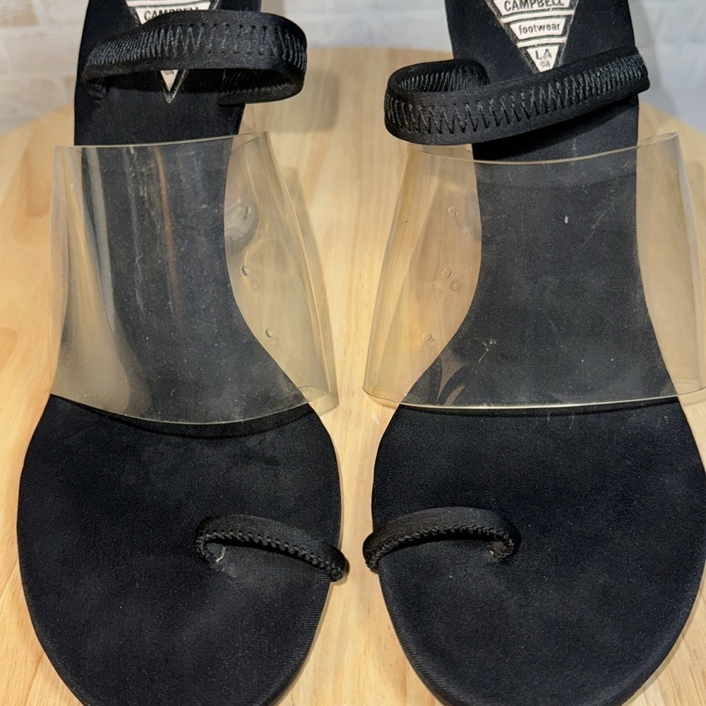 Jeffrey Campbell Clear Stretch Strap Acrylic Translucent Block Heel Sandal Heels - Picture 5 of 12